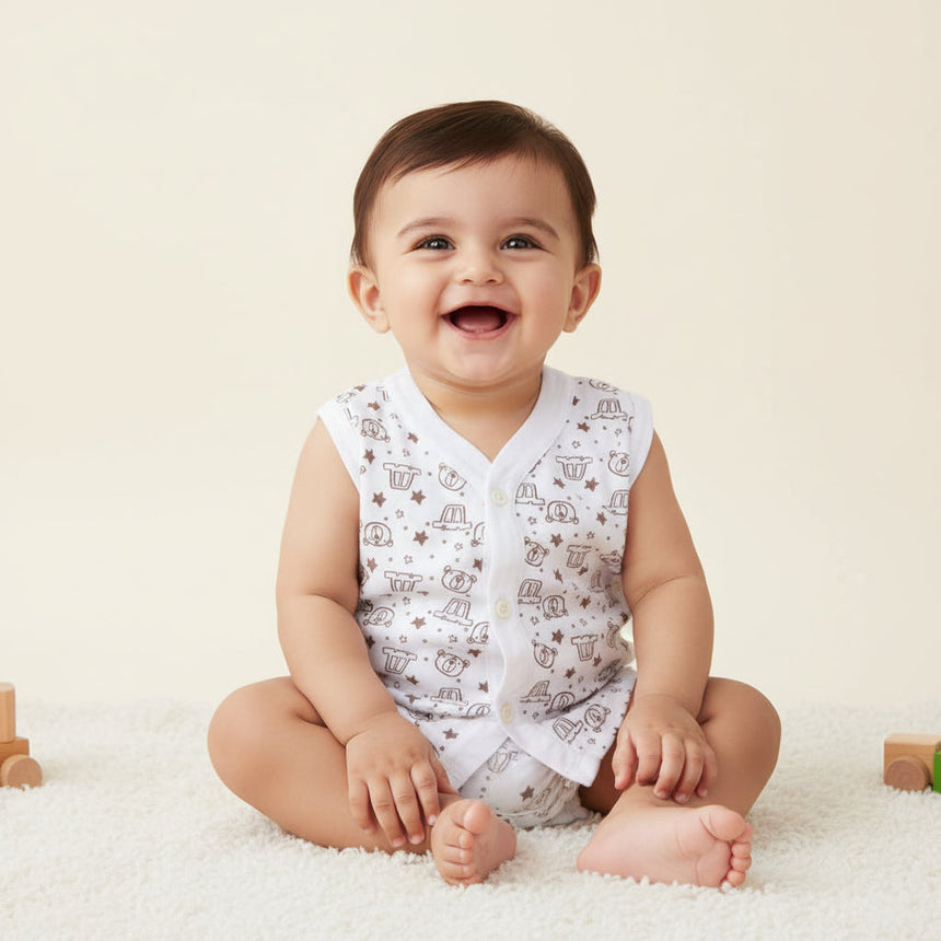 Unisex Vest Front Open Sleeveless Pack of 3