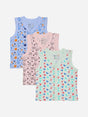 Kids sleeveless button-front vests multipack in pastel colors with playful prints