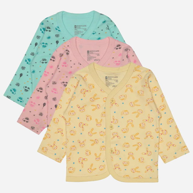 Unisex Baby Printed Front Open Top for Easy Dressing, Comfortable Daily Wear and Regular Wardrobe Use - Pack of 3