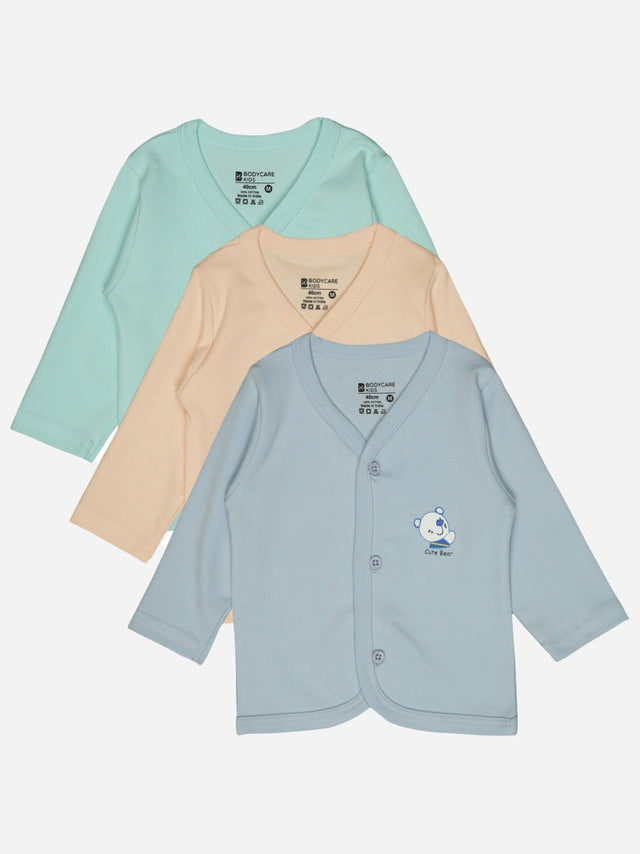 Unisex Baby Vest Front Open Full Sleeves Pack of 3 - Bodycare