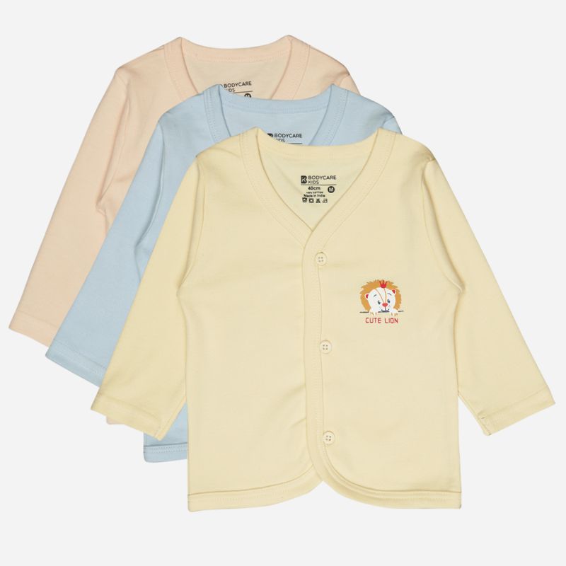 Unisex Baby Vest Front Open Full Sleeves Pack of 3 - Bodycare