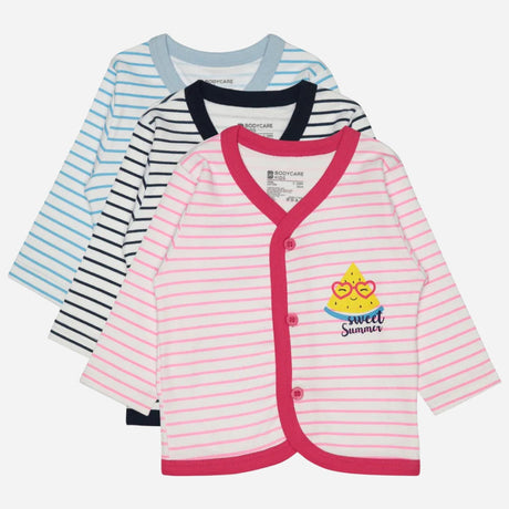 Bodycare Unisex Front Open Striped Top Pack Of 3