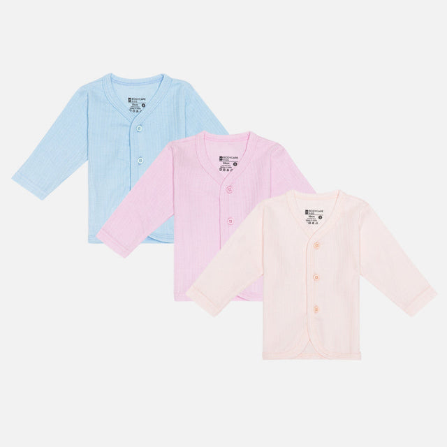 Unisex Baby Vest Front Open Full Sleeves Pack of 3 - Bodycare