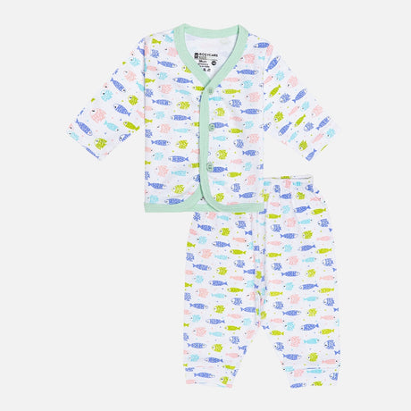 Unisex Baby Night Suit Front Open Full Sleeves - Bodycare