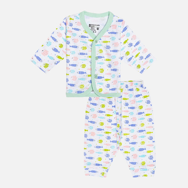 Unisex Baby Night Suit Front Open Full Sleeves - Bodycare
