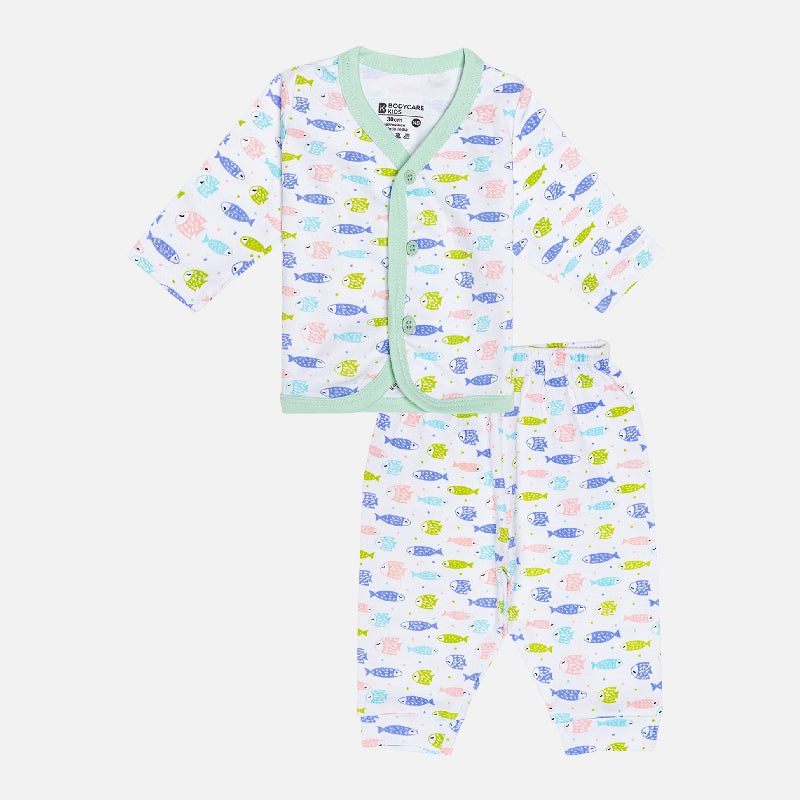 Unisex Baby Night Suit Front Open Full Sleeves - Bodycare