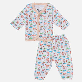 Unisex Baby Night Suit Front Open Full Sleeves - Bodycare