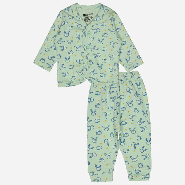 Unisex Baby Night Suit Front Open Full Sleeves - Bodycare