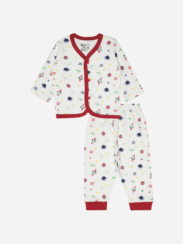 Unisex Baby Night Suit Front Open Full Sleeves - Bodycare