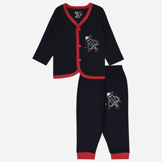Unisex Baby Night Suit Front Open Full Sleeves - Bodycare