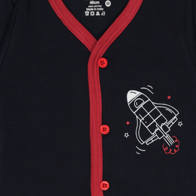 Unisex Baby Night Suit Front Open Full Sleeves - Bodycare