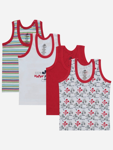 Kids sleeveless undershirts multipack with striped, cartoon, and plain designs