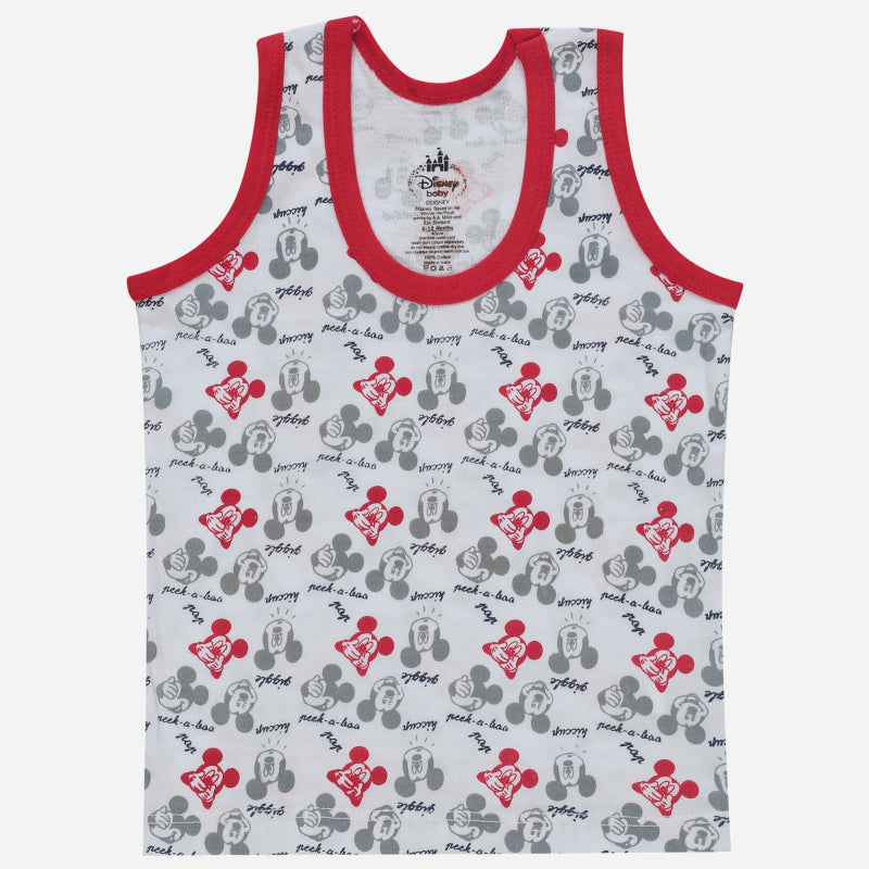Bodycare Mickey & Friends Boys Vest Round Neck Sleeveless Solid Pack Of 4