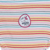 Striped kids innerwear with Minnie Mouse patch, pastel colors, comfortable cotton fabric
