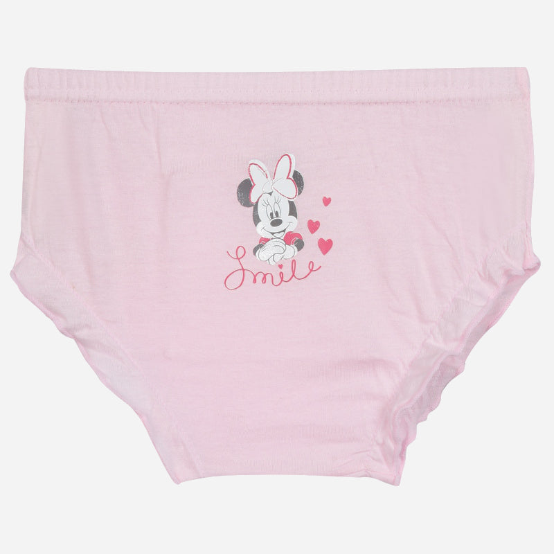 Pink girls' cotton underwear with cartoon character and 'Smile' print, kids innerwear