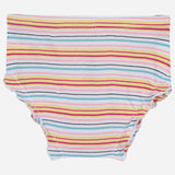 Girls' cotton brief with pastel pink, yellow, blue and white horizontal stripes