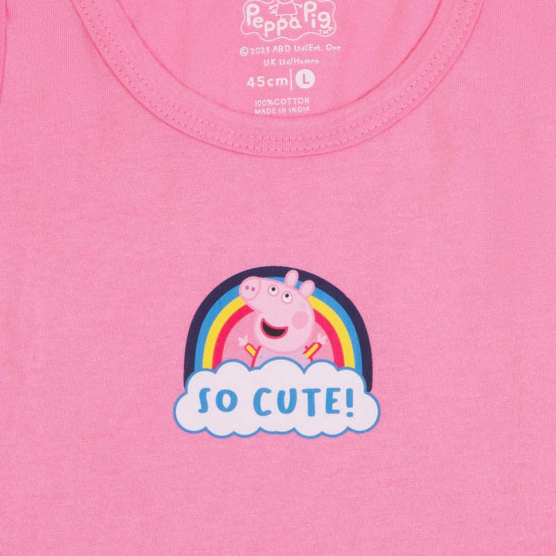 Bodycare Girls Peppa Pig Printed Round Neck Sleeveless Vest Pack Of 3