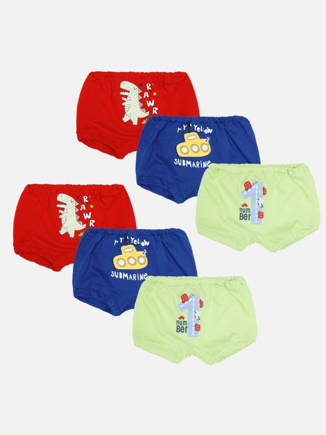 Baby Boys 100% Cotton Innerwear Trunk for Everyday Innerwear Comfort, Secure Fit and Regular Use - Pack of 6