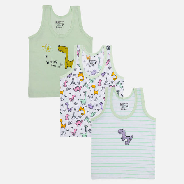 Boys Cotton Vest Round Neck Sleeveless Pack of 3 - Bodycare