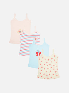 Baby Girls 100% Cotton Vest Dori Neck Sleeveless Pack of 3 - Bodycare