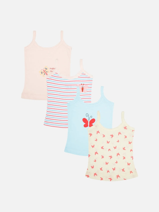 Baby Girls 100% Cotton Vest Dori Neck Sleeveless Pack of 3 - Bodycare