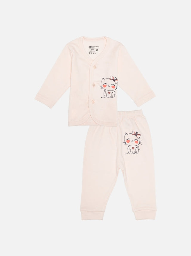 Baby Girls Interlock Pyjama Front Open Full Sleeves - Bodycare