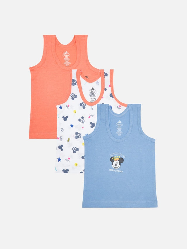 Baby Boys Mickey & Friends 100% Cotton Vest Round Neck Pack of 3 - Bodycare