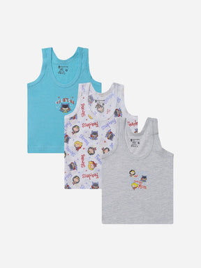 Unisex Baby Justice League 100% Cotton Vest Round Neck Sleeveless Pack of 3 - Bodycare
