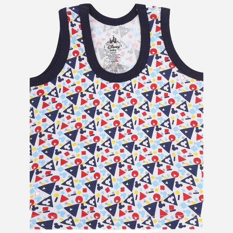 Kids sleeveless printed vest with colorful geometric and Mickey Mouse pattern