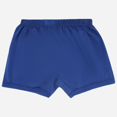 Blue kids innerwear shorts with elastic waistband, soft comfortable fabric, plain design