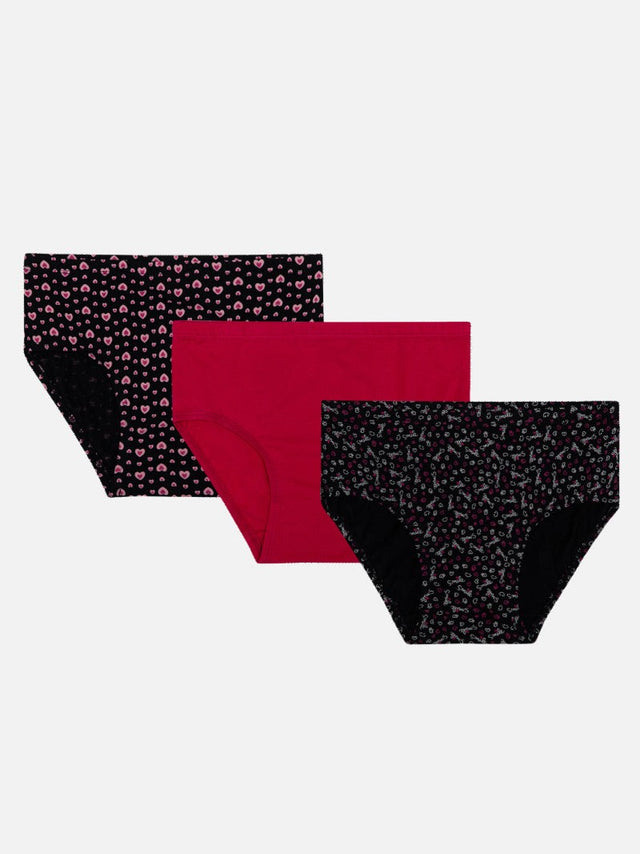 Girls Cotton Hipster Panty Inner Elastic Pack of 3 - Bodycare