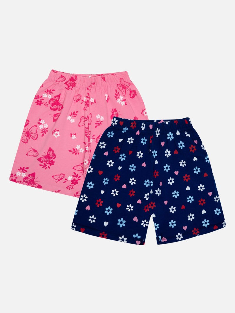 Bodycare Girls Shorts Pack of 2  - Indigo Blue & Pink