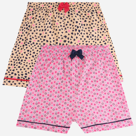 Girls' innerwear shorts multipack with heart and star prints, elastic waist, cute bows