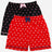Kids innerwear shorts multipack with heart and dot prints in red and black colors