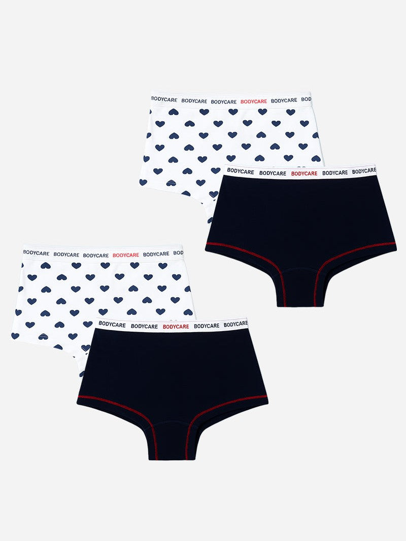 BODYCARE Girl's Premium Cotton Boyshorts Pack of 4 (Color & Print May Vary)