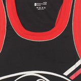 Kids black sleeveless vest with red trim and printed design, comfortable innerwear.