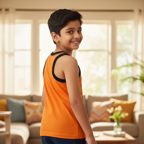 Boys 100% Cotton Vest Round Neck Sleeveless Pack of 3 - Bodycare