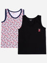 Kids sleeveless vests multipack with one black and one abstract print innerwear top