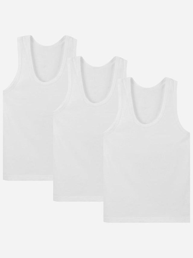 Boys Cotton Vest Round Neck Sleeveless Pack of 3 - Bodycare