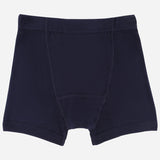 Navy blue boys boxer briefs, soft stretch fabric, kids innerwear on white background