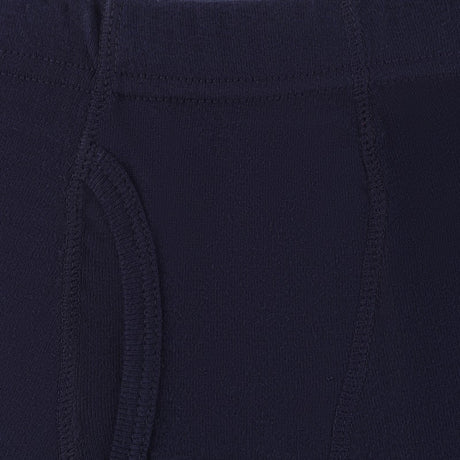 Close-up of navy blue boys' innerwear with soft, comfortable fabric and front stitch detail