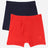 Kids innerwear multipack with one red and one navy blue cotton boxer briefs