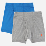 Kids innerwear boxer briefs multipack in blue and grey, comfortable cotton boys underwear