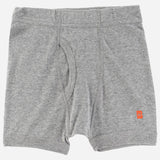 Grey boys' cotton innerwear shorts with elastic waistband and front fly, kid's underwear