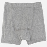 Grey boys' cotton boxer briefs, soft comfortable kids innerwear on white background