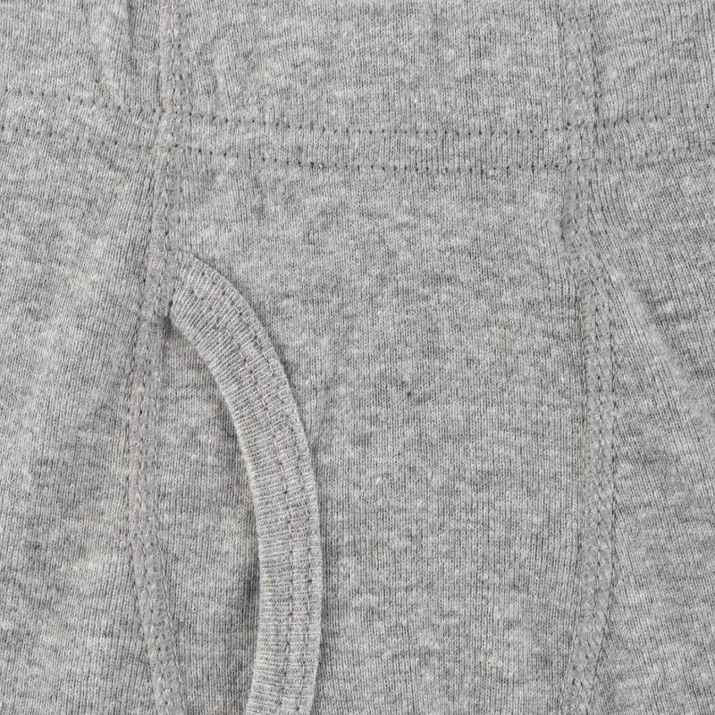 Closeup of grey cotton kids innerwear with soft elastic waistband and stitching detail