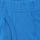 Close-up of blue kids innerwear with elastic waistband and soft cotton fabric