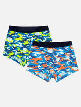 Bodycare Boys Trunk Self Design Pack of 2 - Mint & Orange Blue