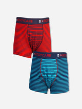 Bodycare Boys Trunks Stripe Red & Blue Pack Of 2
