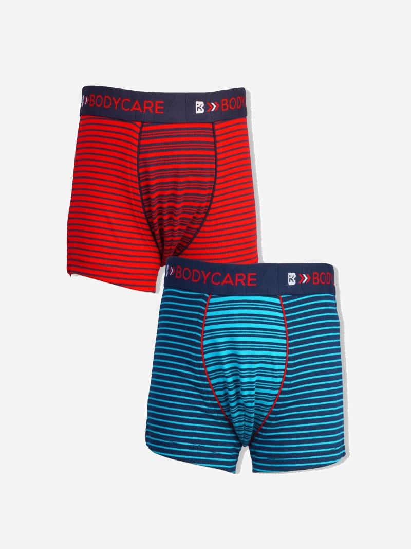 Bodycare Boys Trunks Stripe Red & Blue Pack Of 2